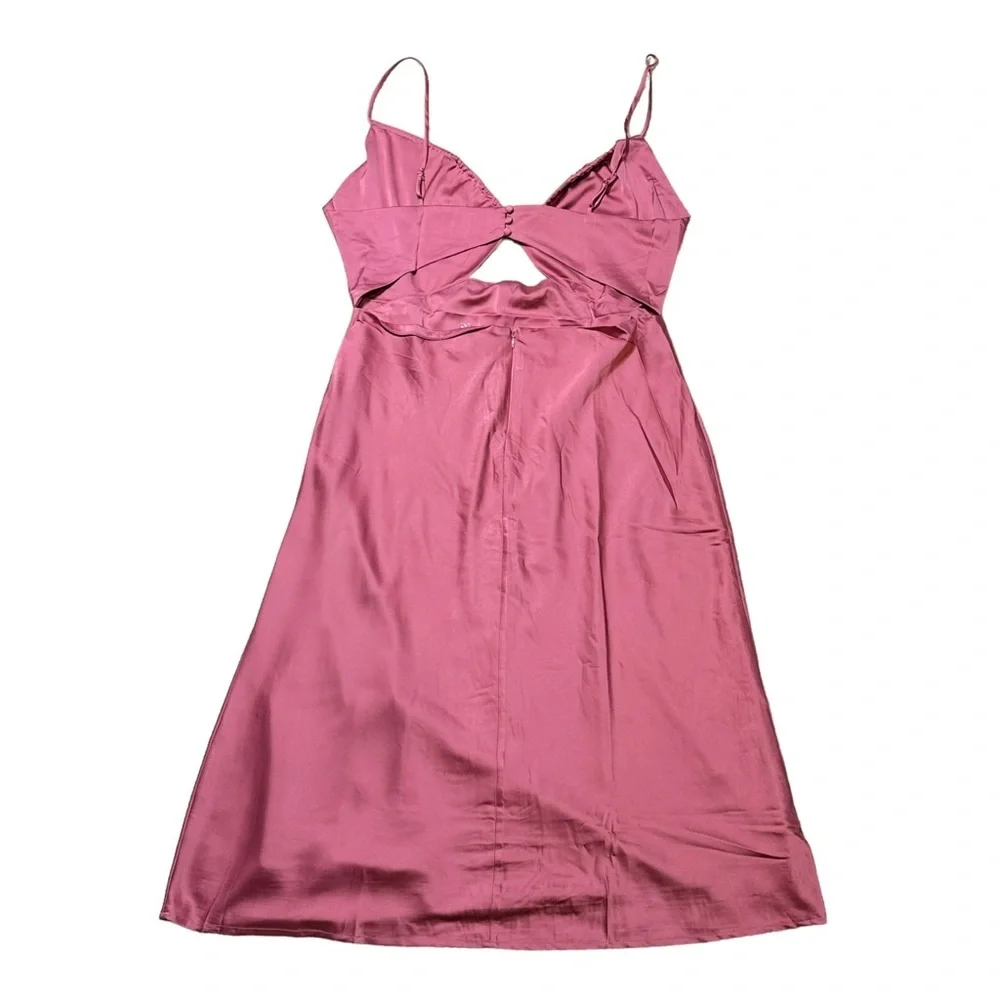 Petal + Pup Pink Poppy Cutout Midi Satin Dress US XL - Picture 9 of 9